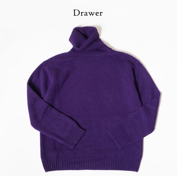 ドゥロワー Drawer 7G カシミヤタートルニット パープル カシミヤ100