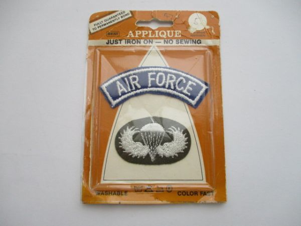 【送料無料】アメリカ空軍AIR FORCE PARACHUTE JUMP WING パッチ刺繍ワッペン/70sジャンプ ウィング米空軍USAF米軍USパラシュート米国製M50_画像1