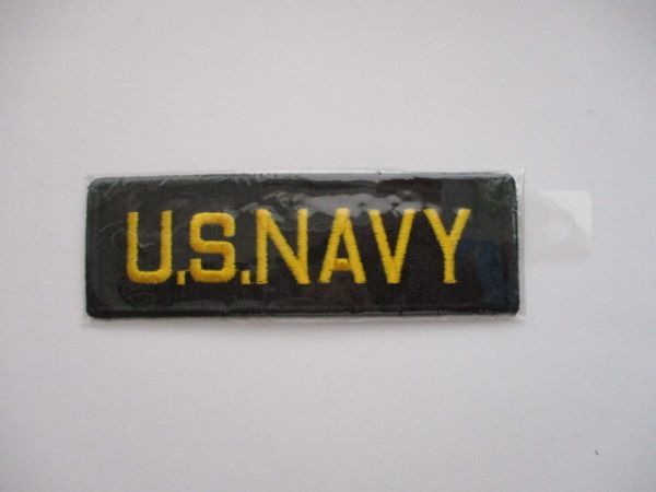 【送料無料】アメリカ海軍U.S.NAVYネーム タブ パッチ刺繍ワッペン/patches黒UNITED STATESネイビーNAVY米海軍USN米軍A M51_画像1