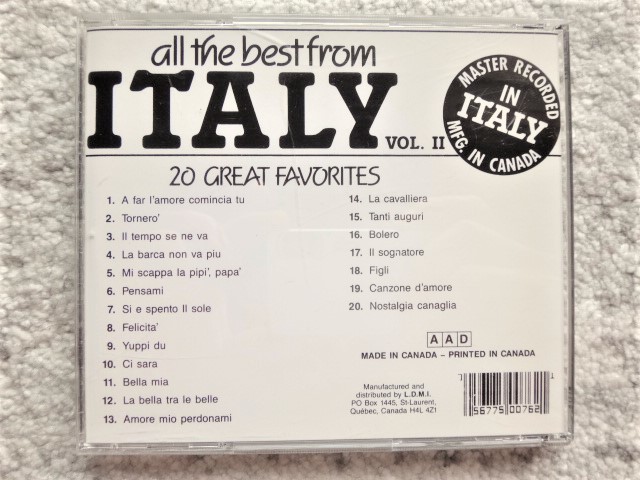 F【 all the best from ITALY VOL.Ⅱ 】CDは４枚まで送料１９８円_画像2