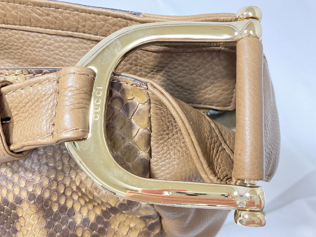 美品】 GUCCI グッチ 257050 グリニッジ レザー パイソン トートバッグ