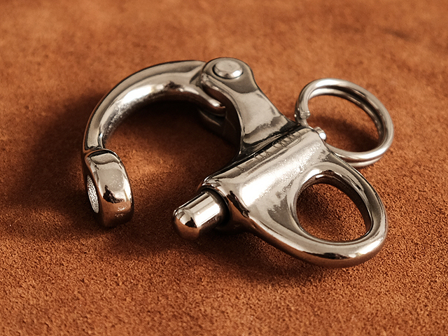  two -ply ring attaching snap shackle key ring ( silver ): stainless steel key holder mobile military Vintage outdoor kalabina