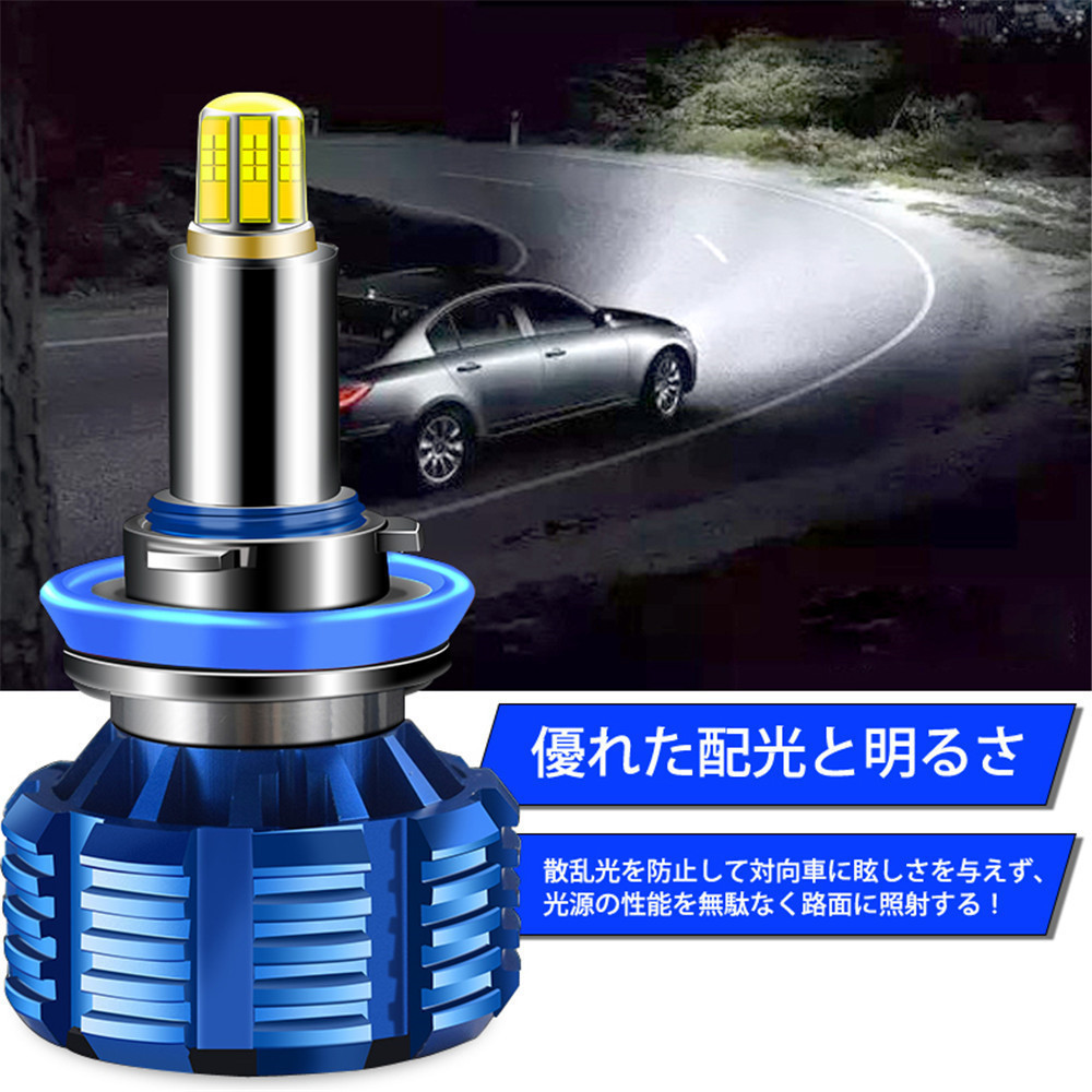 360度全面発光 LED H8/H9/H11 ヘッドライト 車用 DAIHATSU ダイハツ ムーヴカスタム MOVE CUSTOM H20.12～H22.11 2灯 blue Linksauto_画像9