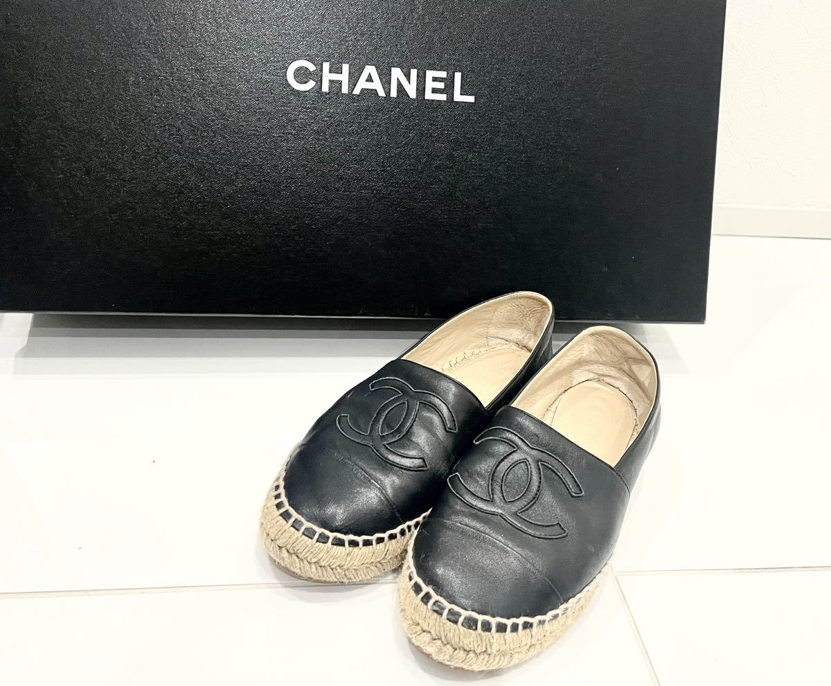 CHANEL エスパドリーユ ローファー 35 ココマーク-