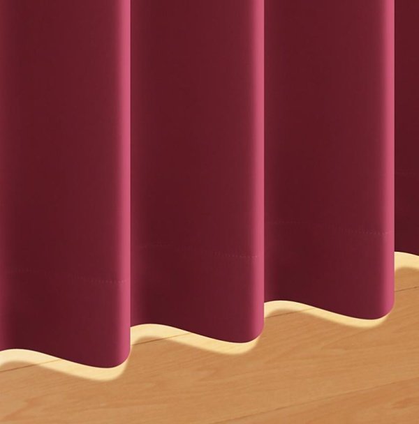 ドレープカーテン (幅100cm×高さ235cm)の2枚セット 色-ワインレッド ...