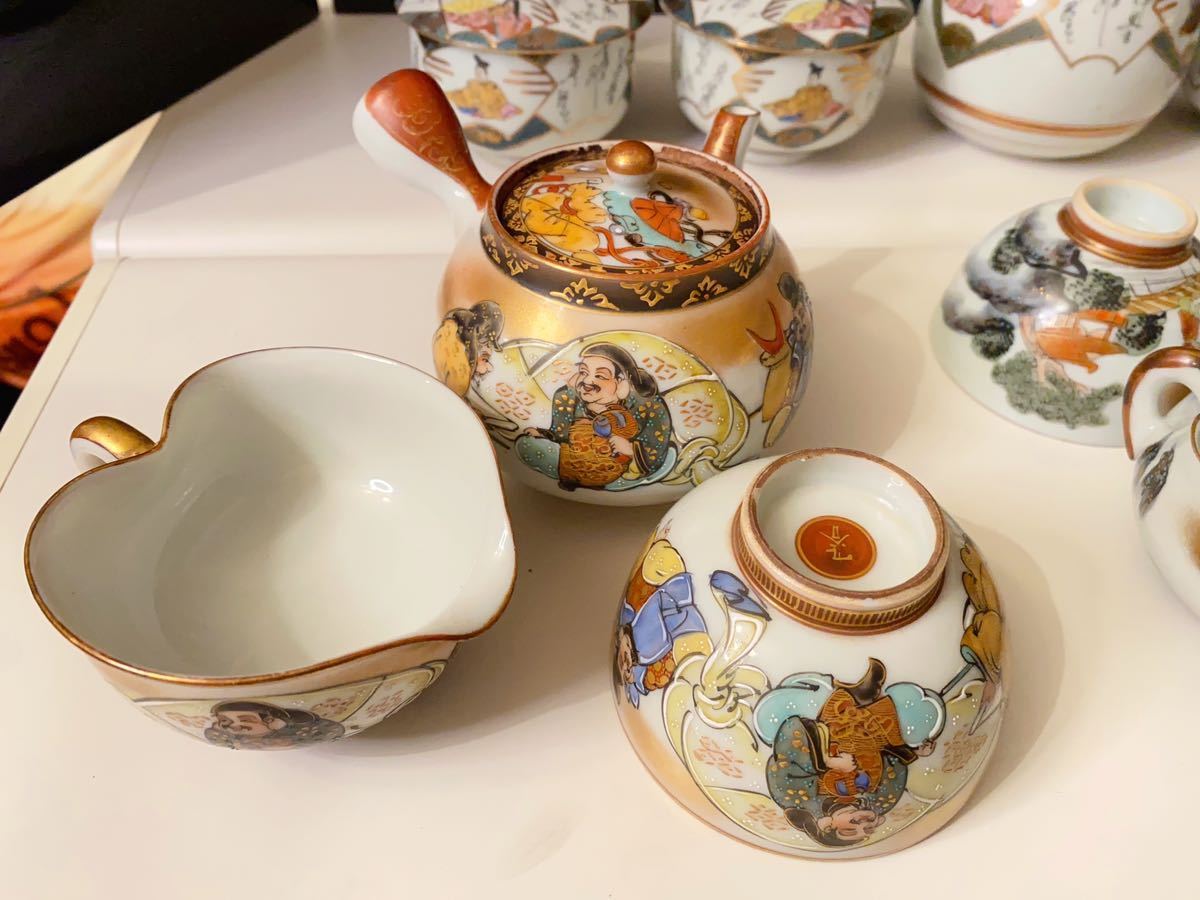 時代 九谷焼 金彩 茶器セット