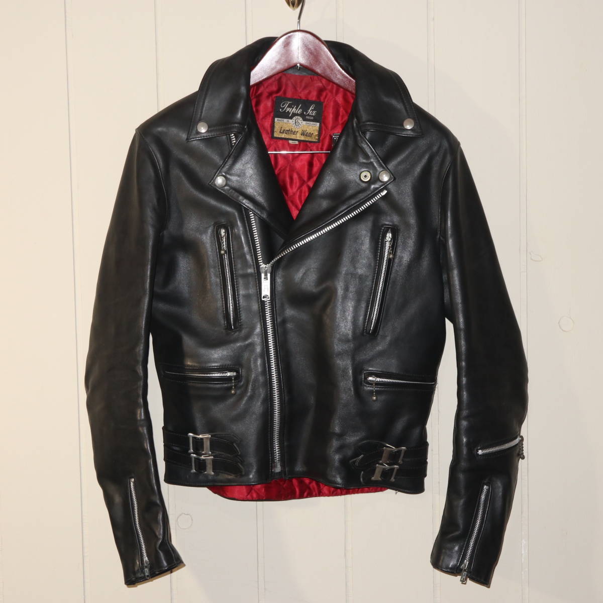 旧タグ England製 666 LEATHER WEAR サイドベルト ダブルライダース