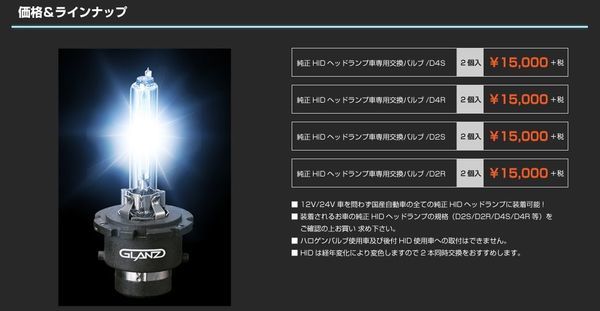 数量限定 在庫限り! GLANZ HIDバルブ 純正交換タイプ D2S 8700k ウルトラホワイト ANE10/ウィッシュ ZZT230/セリカ UZZ40/ソアラ 等_画像8