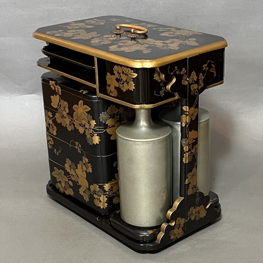 ◇ 時代物 野弁当箱 絢爛金彩蒔絵 錫徳利 古美術 骨董品 ◇ ◇ 時代物 野弁当箱 絢爛金彩蒔絵 錫徳利 古美術 骨董品 ◇