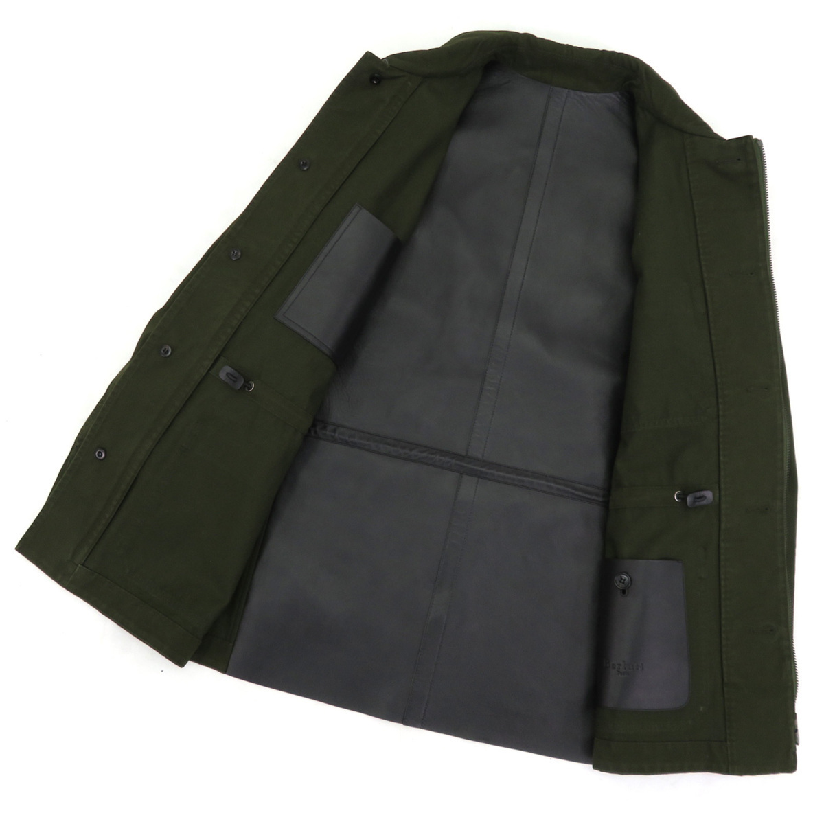 美品 ベルルッティ 19AW ウォッシュドコットン × レザー 切替 ジップ