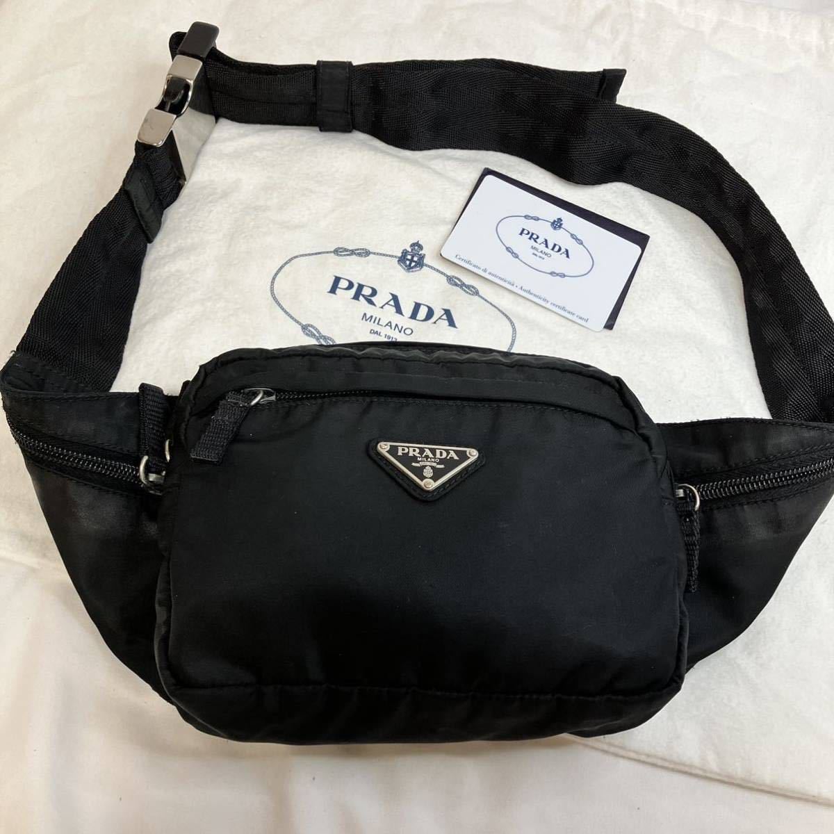 1円○極美品○PRADA プラダ ウエスト ポーチ ボディ バッグ クロス