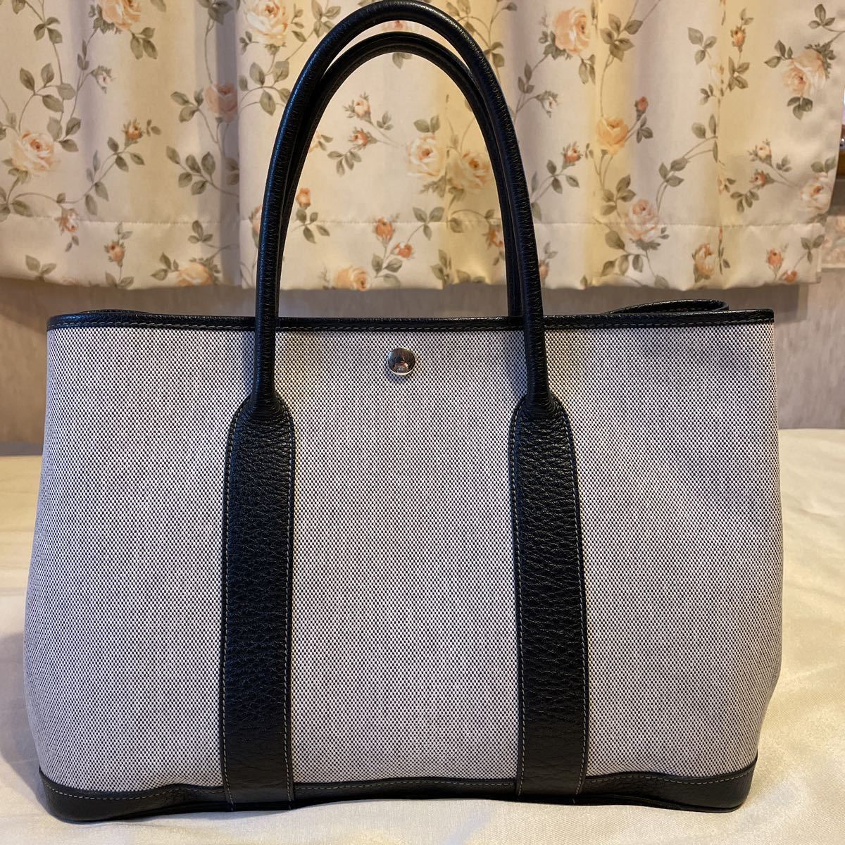 HERMES エルメス ガーデンパーティ  PM 黒 トワルアッシュ シルバー