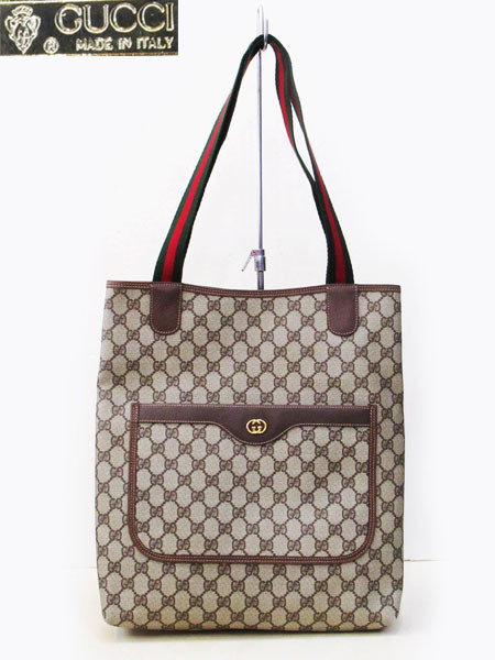 OLD GUCCI シェリーライン GG 金具 ゴールド ロゴ トートバッグ-