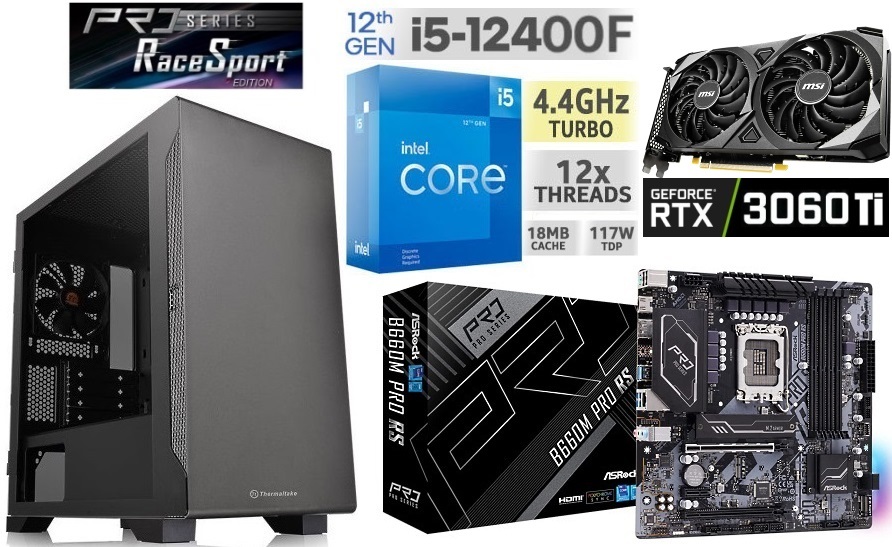 ☆最新第12世代 intel i5-12400F/RTX3060Ti/B660/M2.SSD 500GB/Mem16GB