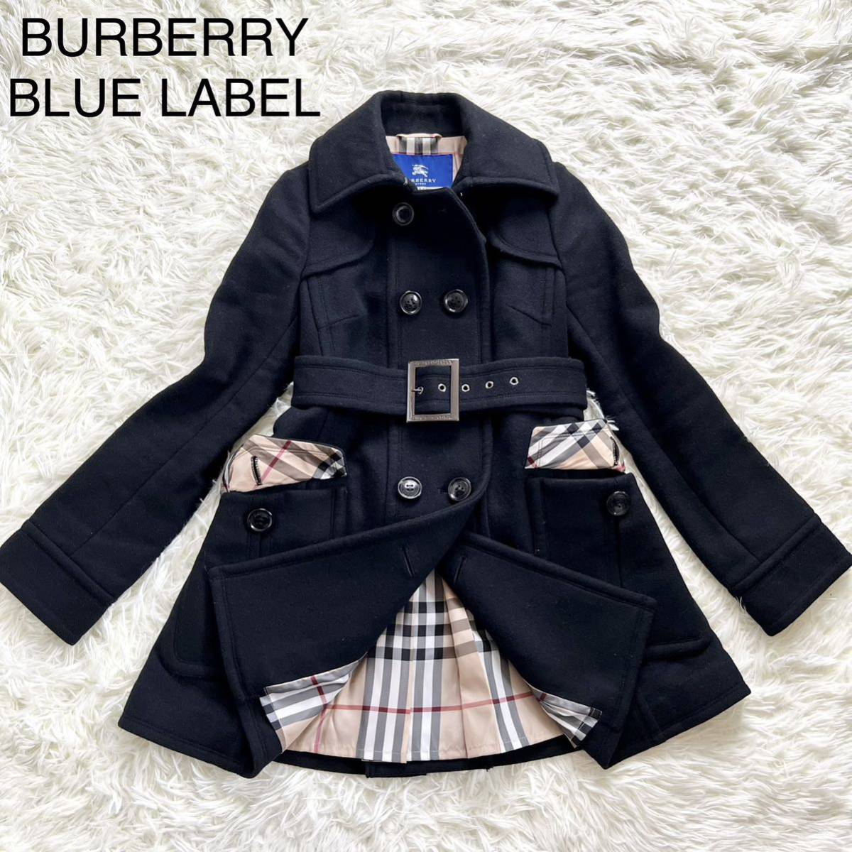 美品✨BURBERRY BLUE LABEL ファーコート ラメ 黒 38 M