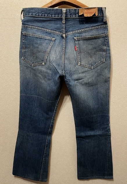 2刻印66前期74年70sビンテージLevi's517デニムW33ブーツカット美色インディゴ縦落ち42TALONジップ米国製USA製ジーンズ70年代フレア(ビッグe_画像2