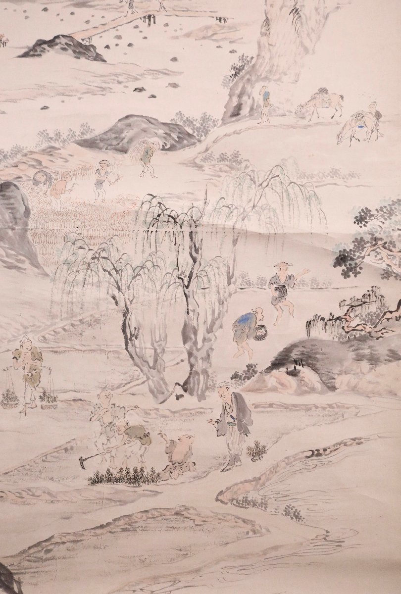 模写】吉】7838 山本琴谷 大幅 農耕図 秋巌真逸極箱 渡辺崋山・ 模写】吉】7838 山本琴谷 大幅 農耕図 秋巌真逸極箱 渡辺崋山・