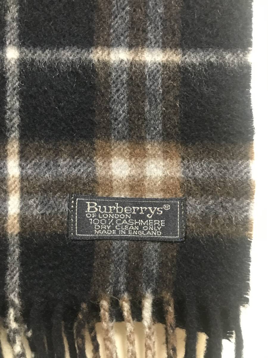 BURBERRY バーバリー マフラー カシミア100％ 黒に近い紺色 美品 送料無料