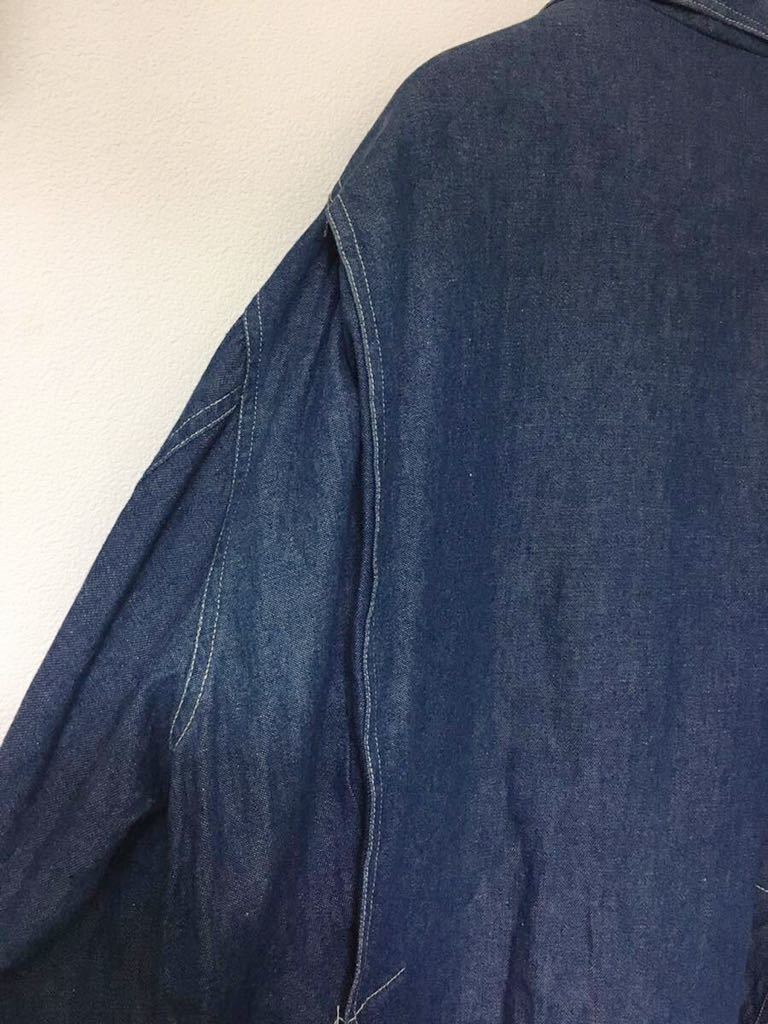 Calvin klein Old USA made cotton linen Denim coverall indigo jacket oversize blouson action pleat ck