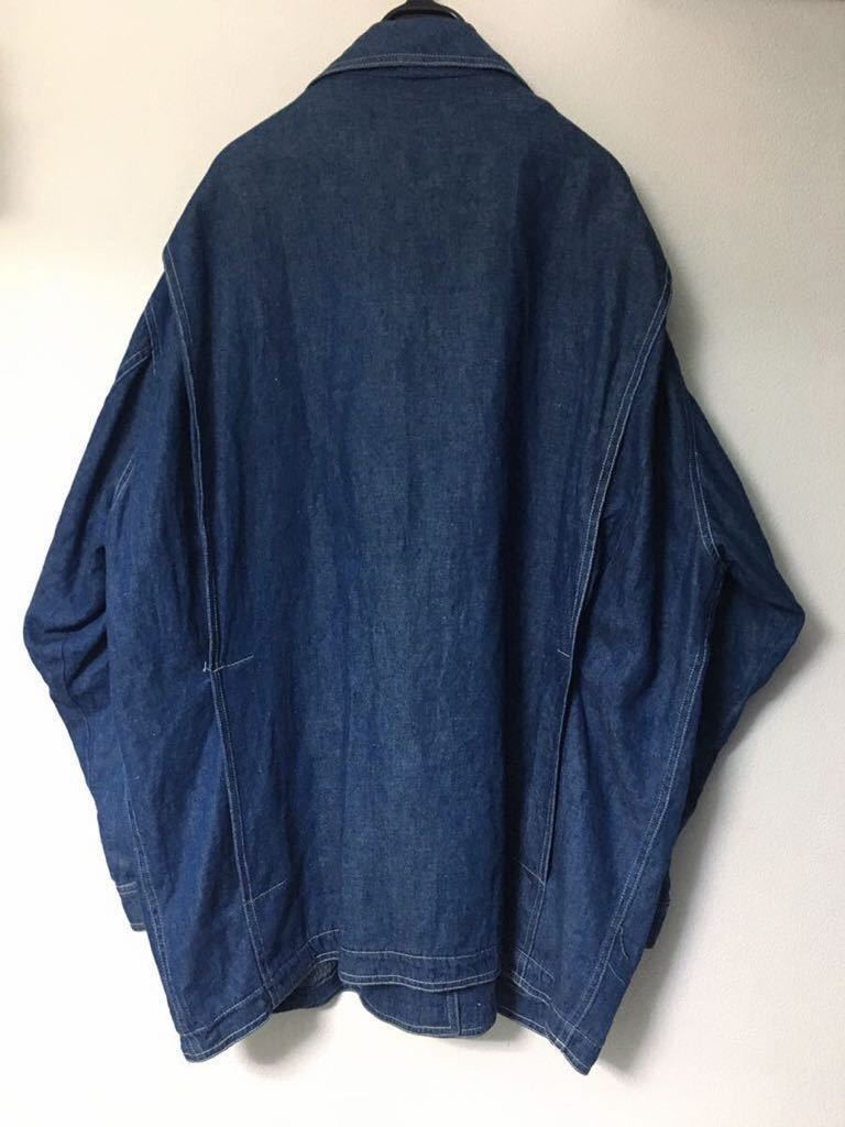 Calvin klein Old USA made cotton linen Denim coverall indigo jacket oversize blouson action pleat ck