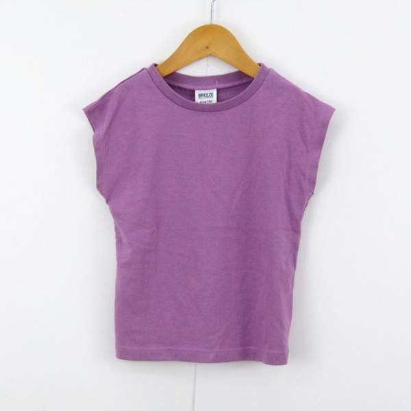 ブリーズ ノースリーブシャツ 無地 クルーネック カットソー 女の子用 120サイズ 紫 キッズ 子供服 BREEZE_画像1
