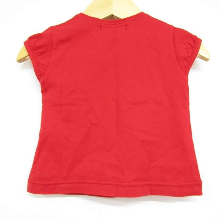 エル プポン 肩ボタン 半袖Tシャツ ロゴプリント ハート カットソー 女の子用 80サイズ 赤 ベビー 子供服 ELLE POUPON_画像2