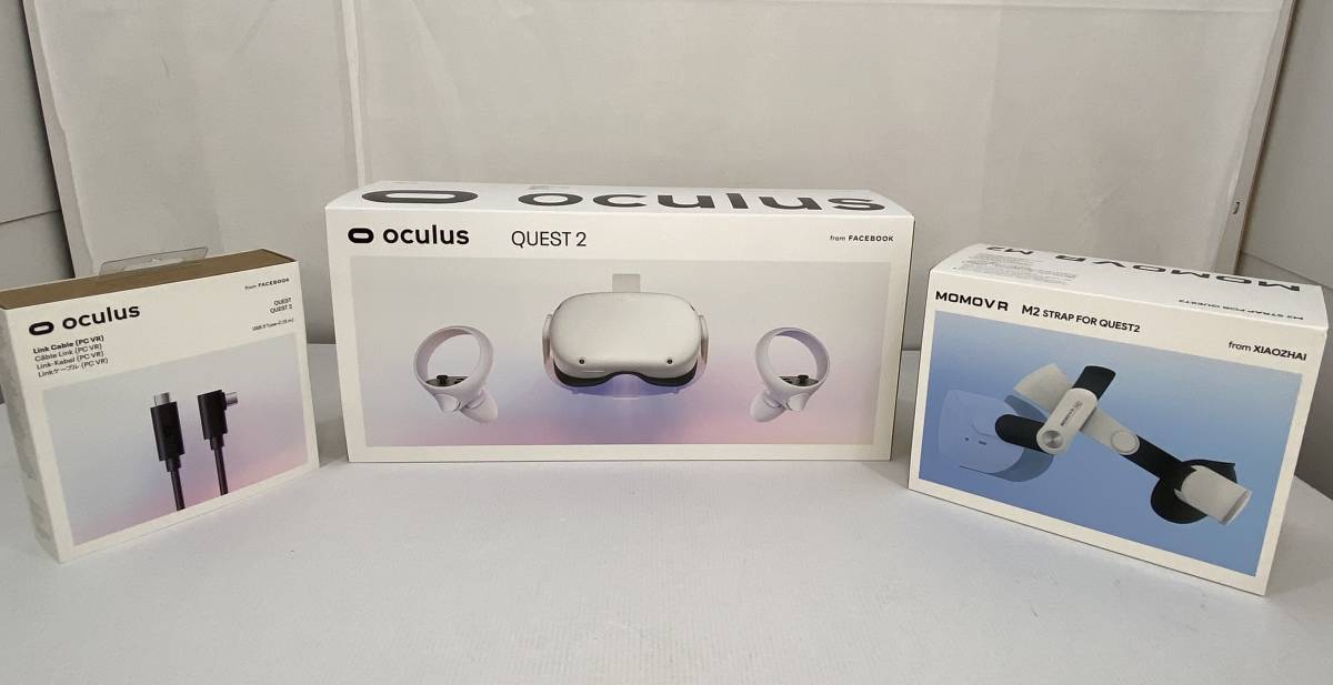 ■52 oculus QUEST 2 オキュラス クエスト2 VRヘッドセット 128GB【中古美品】Facebook 単3電池欠品 おまけMOMOVR M2・OCULUS付属_画像1