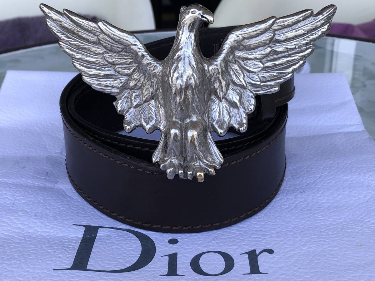 【最終値下げ】■幻のディオール名作 正規イーグルバックルベルト■廃盤 入手困難 ■極レア Dior Homme 鷹 鷲 茶色 95cm サンローランパリ_画像2