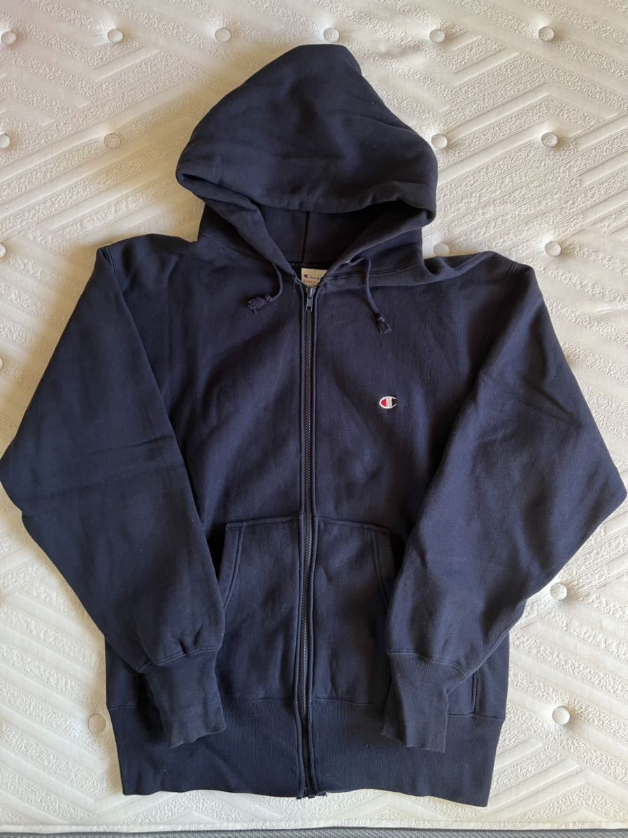 Champion リバースウィーブ USA製 フルジップパーカー ネイビー