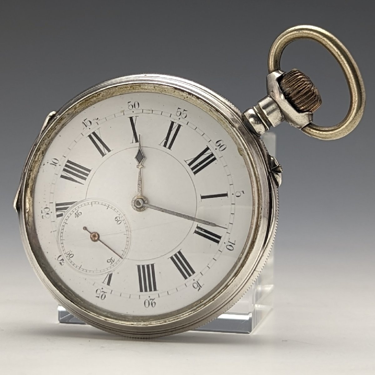 1900年頃 アンティーク TISSOT 懐中時計 銀側ケース シリンダー脱進機 動作良好