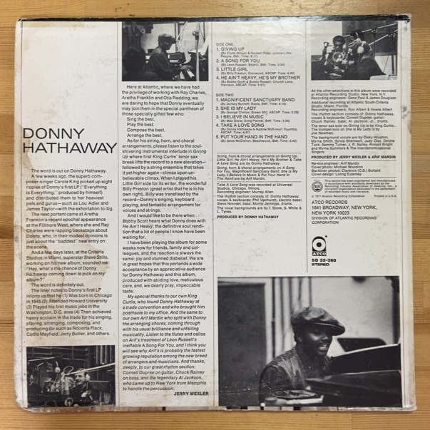 DONNY HATHAWAY DONNY HATHAWAY (LP) USオリジナルプレス_画像2