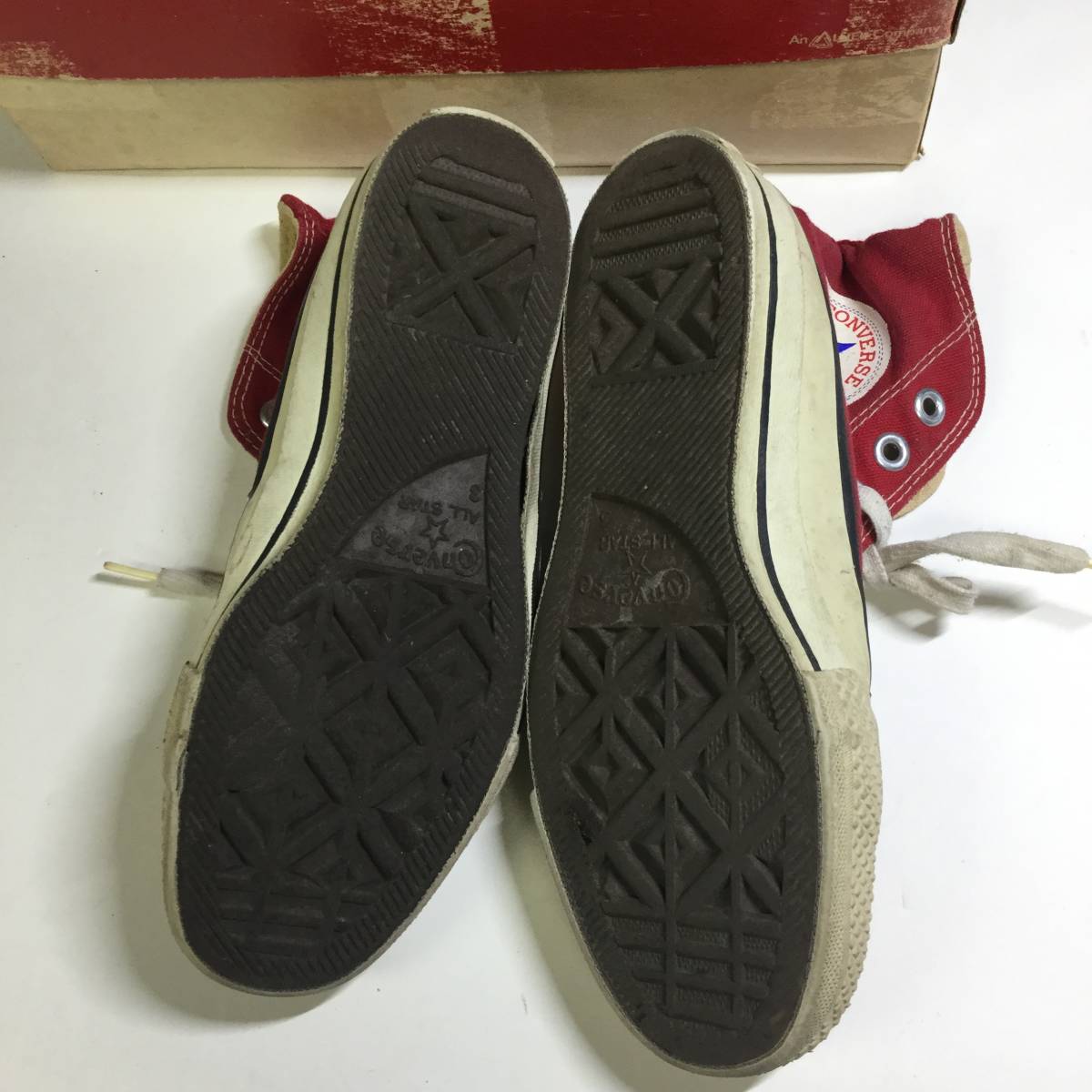 80s USA製 コンバース オールスターHI レッド US3 22cm あて布 80s USA製 コンバース オールスターHI レッド US3 22cm あて布