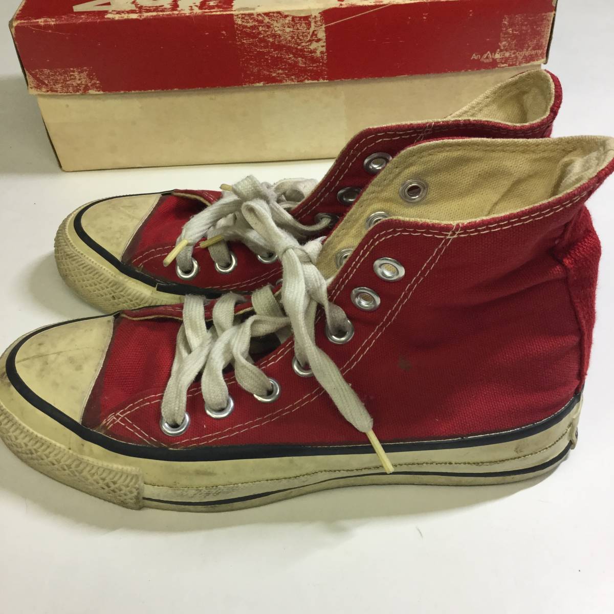 80s USA製 コンバース オールスターHI レッド US3 22cm あて布 80s USA製 コンバース オールスターHI レッド US3 22cm あて布