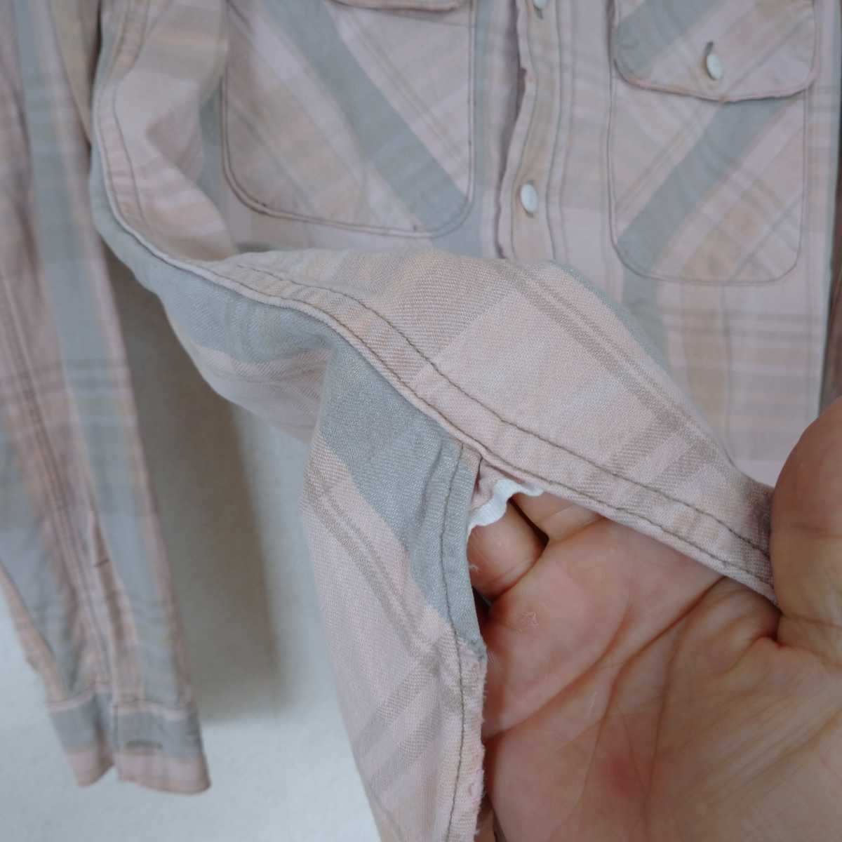 日本製 DENIME ビンテージ風 ワークシャツ ピンク M_画像3