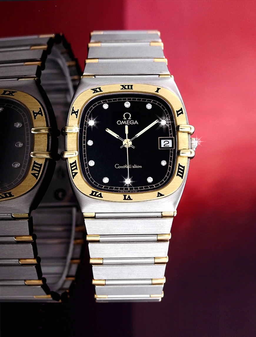 【オメガ】OMEGA Constellation★希少!黒文字盤&最高級11Pダイヤメンズ腕時計【新品仕上げ】