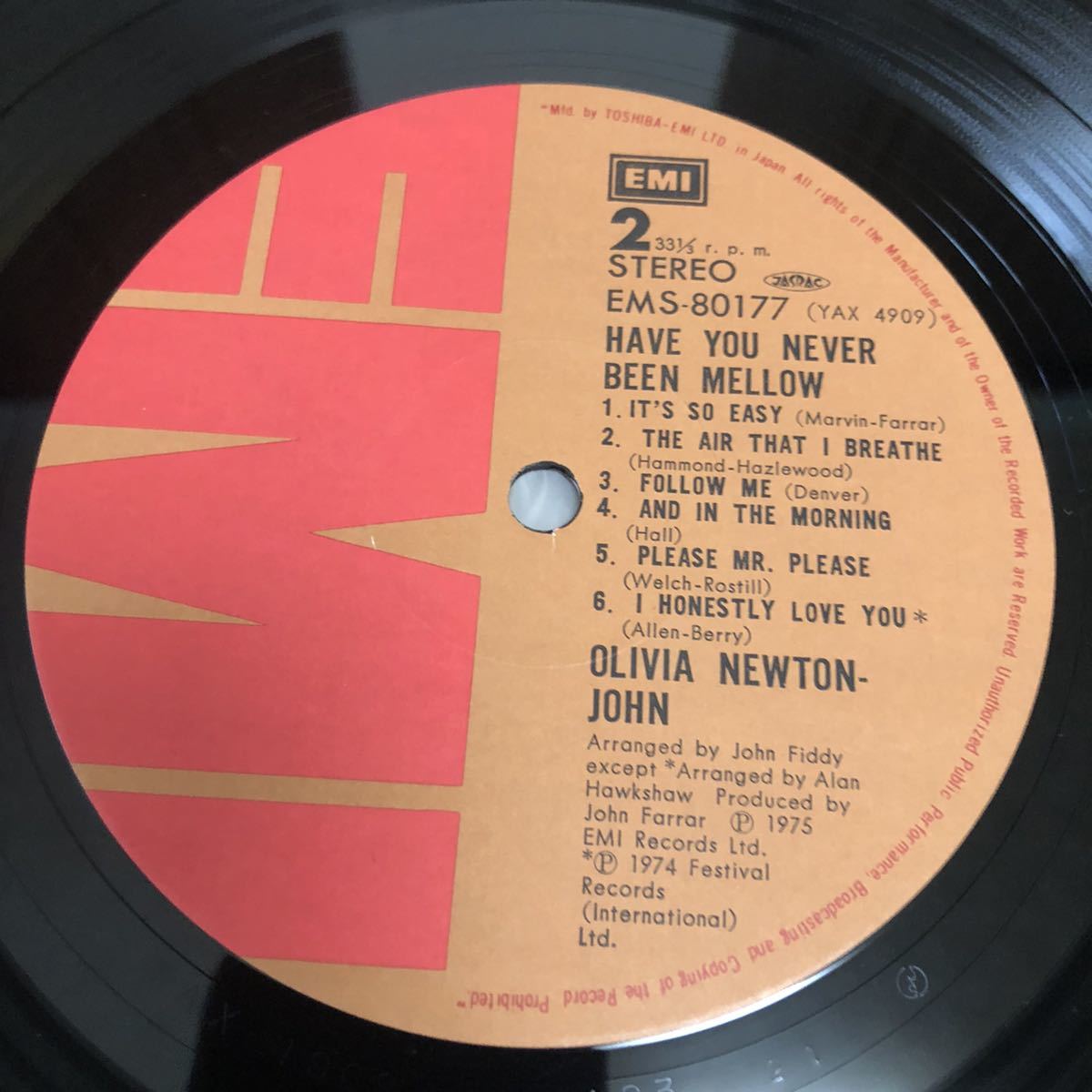 【国内盤帯付】オリビアニュートンジョン そよ風の誘惑 OLIVIA NEWTON-JOHN HAVE YOU NEVER BEEN MELLOW/LP レコード/EMS-80177/ライナー有_画像10