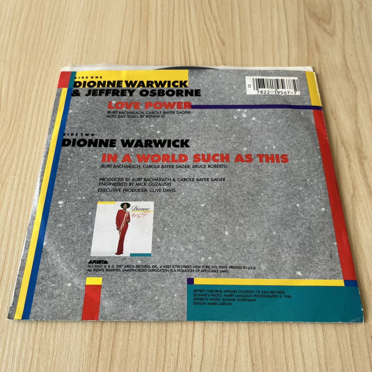 【US盤米盤7inch】DIONNE WARWICK& JEFFREY OSBONE LOVE POWER ディオンヌワーウィック ジェフリーオズボーン/ EP レコード/ASI9567_画像2