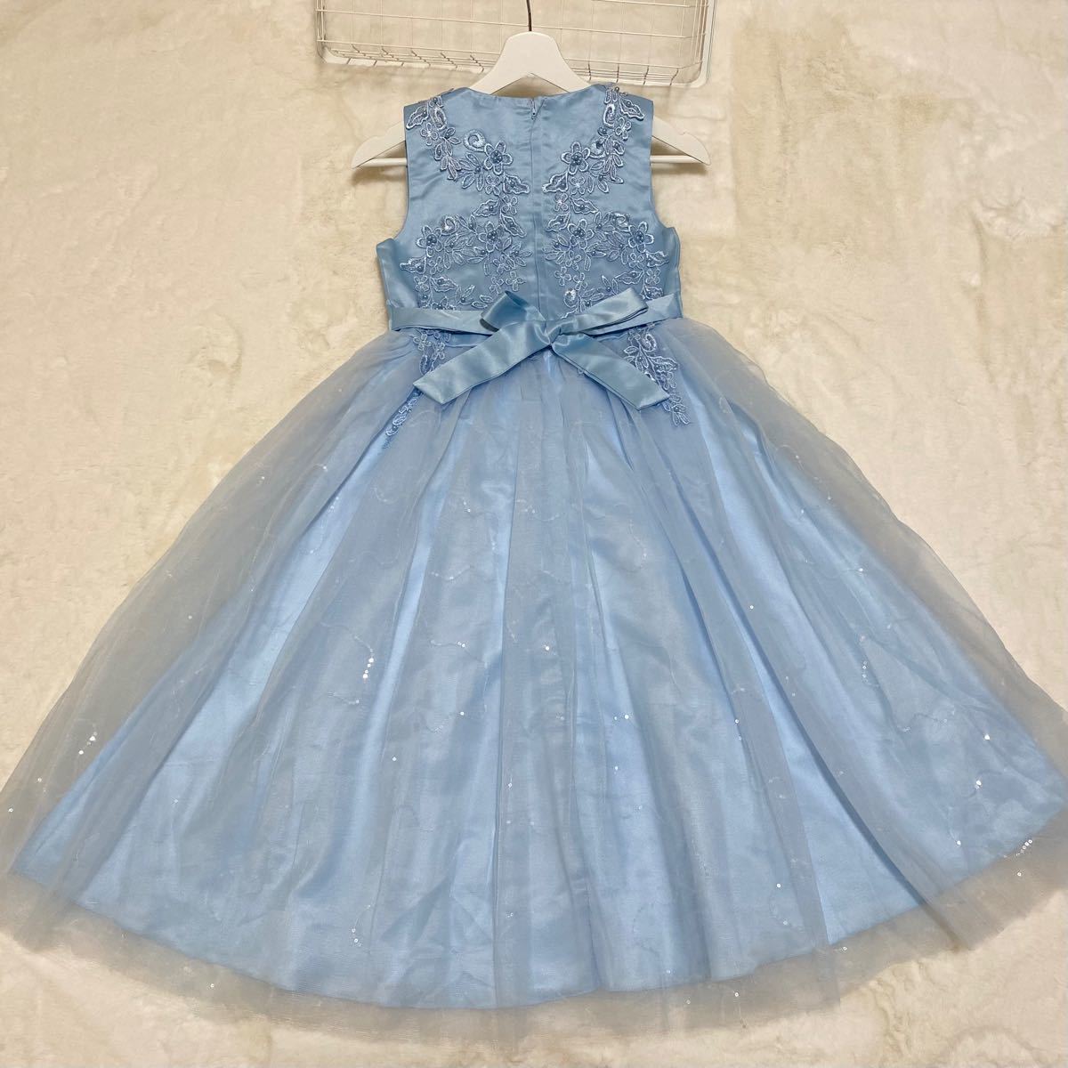 プリンセスドレス　140　ブルー　ロングドレス　キッズ　女の子