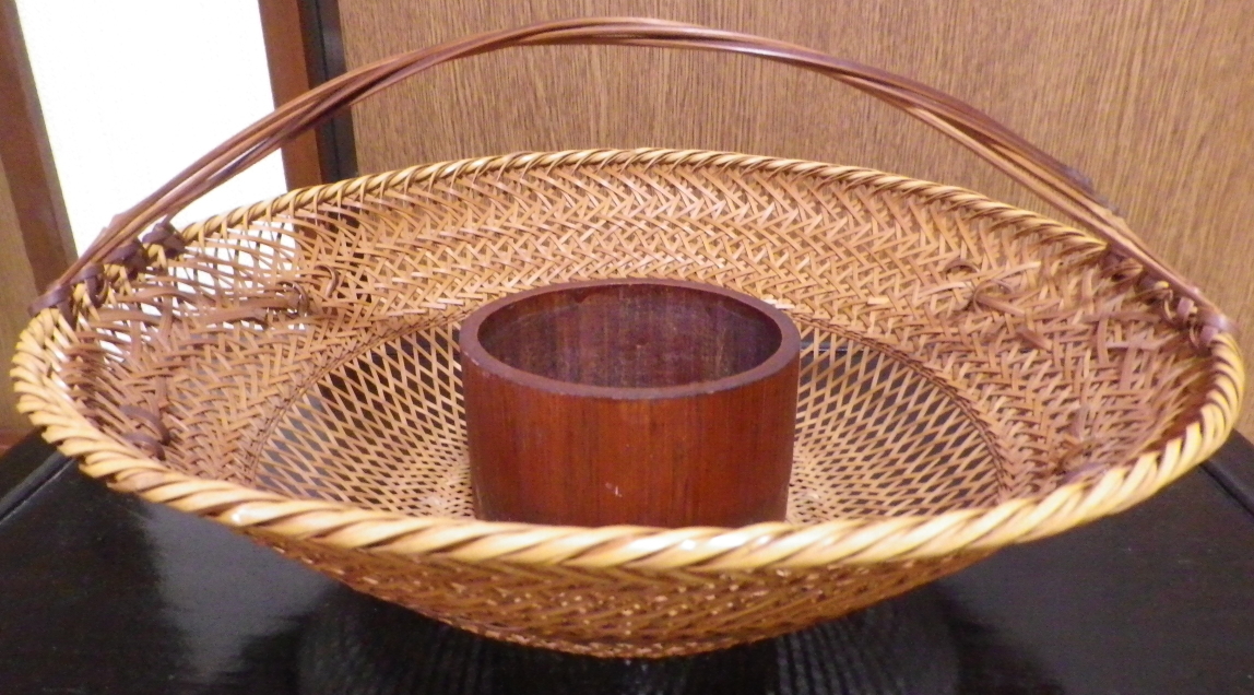 伊藤仁濟 石田秀翠 竹籠 花籠 竹工芸 竹細工 希少 骨董 仁済 仁斉 仁齊