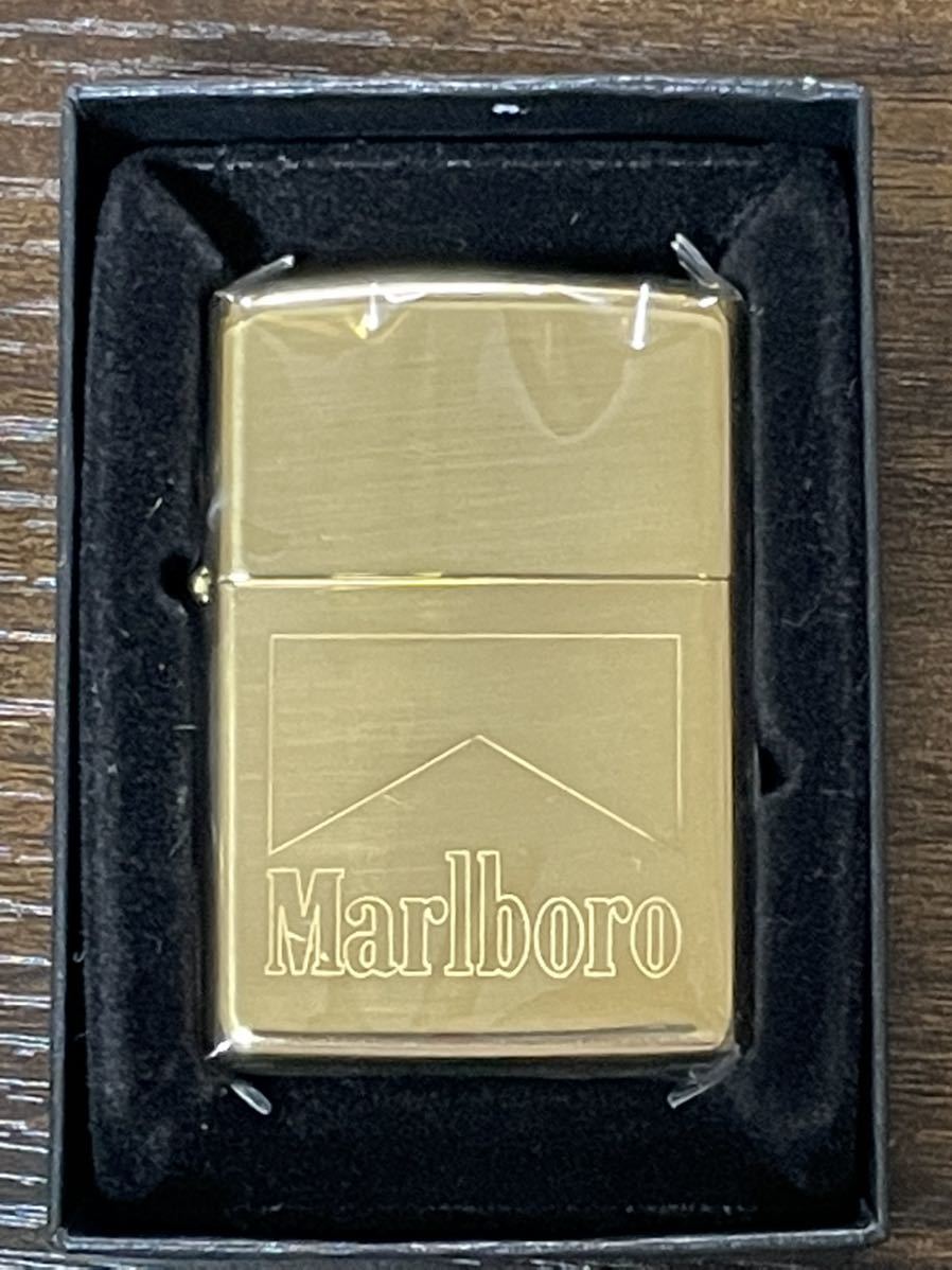 zippo Marlboro GOLD 限定品 マルボロ ゴールド 1997年製 年代物 ソリッドブラス SOLID BRASS デットストック ケース 保証書_画像1