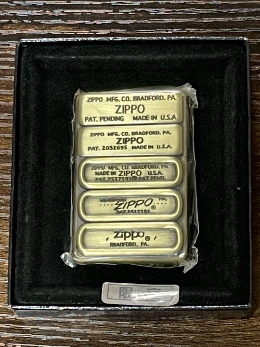 zippo ボトムメタル ゴールド 歴代メタル 限定品 両面デザイン 2001年製 GOLD 1937レプリカ フラットトップ シリアル