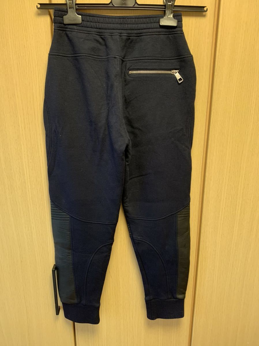 正規 Neil Barrett ニールバレット 切替 バイカー サルエル リブカフス スウェットパンツ 濃紺 XS PBJP17CH B506C LOW RISE SKINNY FIT_画像4