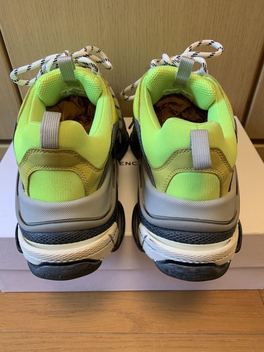 正規 未使用 BALENCIAGA バレンシアガ triple S トリプル エス 蛍光 ネオン イエロー 黄 ダッド スニーカー 41 512175