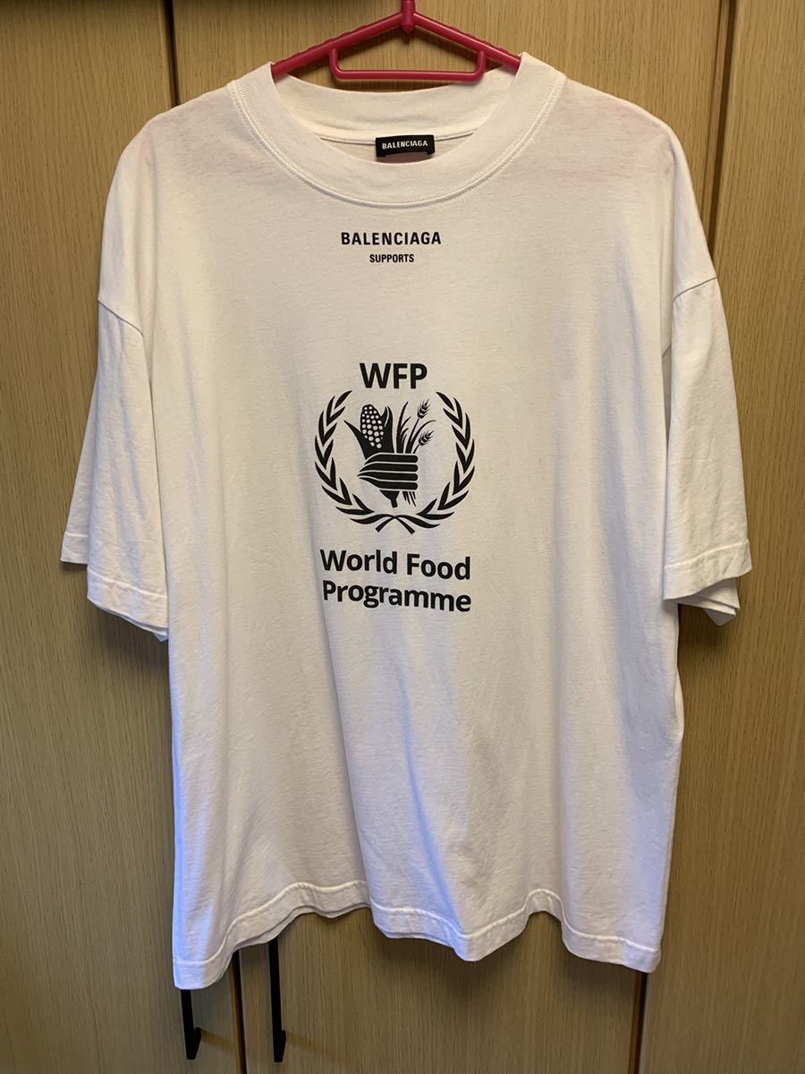 正規 19SS BALENCIAGA バレンシアガ DEMNA GVASALIA デムナ ヴァザリア World Food Programme WFP ロゴ Tシャツ 白 XS 541874 TCV36