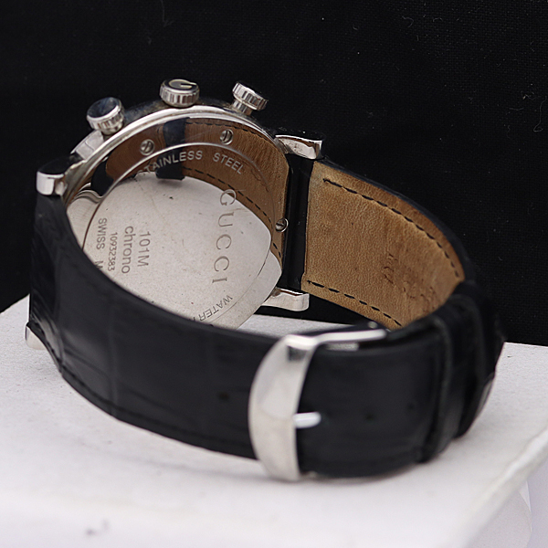 1円 稼働 良品 GUCCI/グッチ 101M クロノ フローラ 9P石入り ブラック ...