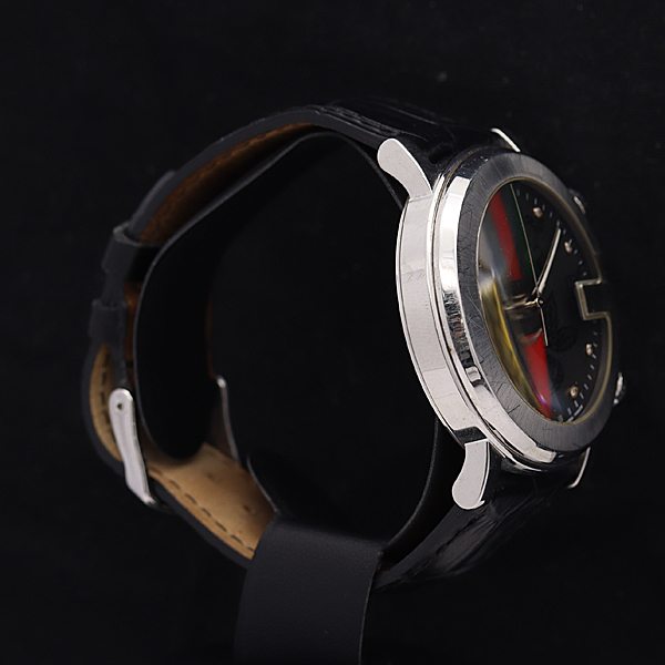 1円 稼働 良品 GUCCI/グッチ 101M クロノ フローラ 9P石入り ブラック ...