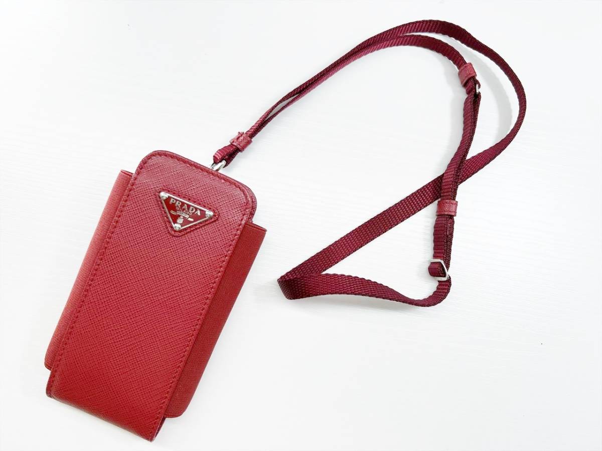 未使用保管 美品 PRADA プラダ ロゴ スマホ ネックポーチ