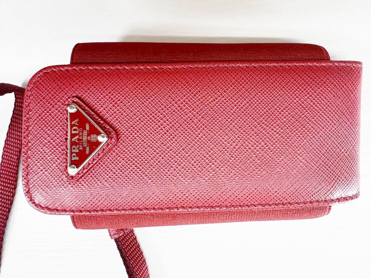 未使用保管 美品 PRADA プラダ ロゴ スマホ ネックポーチ