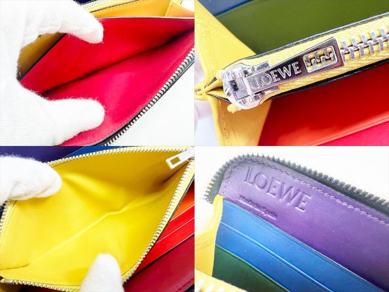 良好品 LOEWE ロエベ アナグラム ラウンド 長財布 黒 マルチカラー_画像10