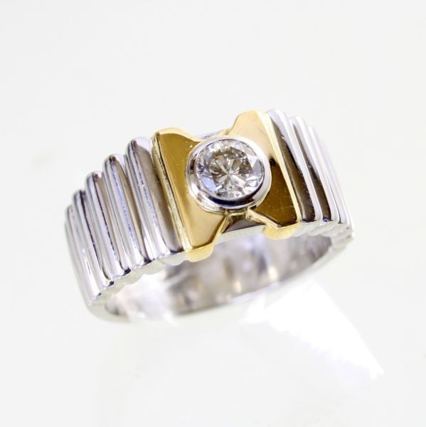 最新人気 ◎中古美品◎プラチナ,18金 ダイヤ 0.45ct メンズリング 15号 ゴールド